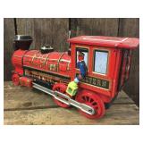 Vintage Trade Mark Modern Toys Battery Op Tin Train