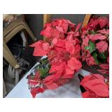 Set of (6) Artificial Poinsettias, Including A Fiber Optic Poinsettia