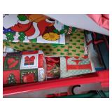 Lot of Two Christmas Storage Boxes with Loads of Gift Wrapping Supplies