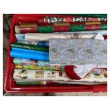 Lot of Two Christmas Storage Boxes with Loads of Gift Wrapping Supplies