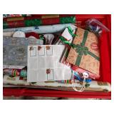 Lot of Two Christmas Storage Boxes with Loads of Gift Wrapping Supplies