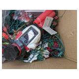 Christmas Decor Lot: Christmas Lights, Basket, and More