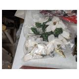 Christmas Decor Lot: Ornaments, Stockings, Kitchen Decor, Snowflake Ceramic Platter, and More