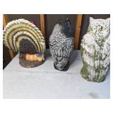 Garden Decor: (2) Owls, Turkey