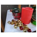 Christmas Decor Lot: Signs, Ribbon, Candy Cane Path Marker, and More