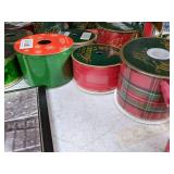 Christmas Decor Lot: Signs, Ribbon, Candy Cane Path Marker, and More