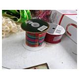 Christmas Decor Lot: Signs, Ribbon, Candy Cane Path Marker, and More