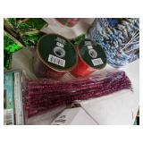 Christmas Decor Lot: Signs, Ribbon, Candy Cane Path Marker, and More