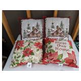 Lot of Four Winter Holiday Throw Pillows