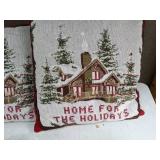 Lot of Four Winter Holiday Throw Pillows