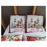 Lot of Four Winter Holiday Throw Pillows