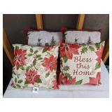 Lot of Four Winter Holiday Throw Pillows