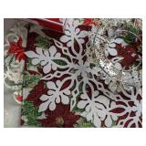 Christmas Decor Lot: JOY Stocking Holders, Ornaments, Table Settings, & More