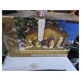 Christmas Decor Lot: Christmas Wrapping Paper Kit, Nativity Set, & More