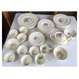 Vintage Wedgewood Wellesley Montreal 49-Piece China Set, Floral Center