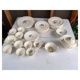 Vintage Wedgewood Wellesley Montreal 49-Piece China Set, Floral Center
