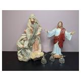 Lot of 5 Holiday Decorations: Ceramic Nativity Pieces & Decorative Angels