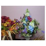 Lot of 3 Artificial Flower Arrangements & Table Decor