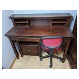 Beautiful Wood Desk, Small Stand, and Desk Chair