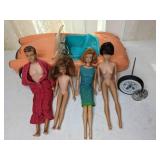 Vintage Barbies and Ken Doll with 1962 Austin Healey Sports Car