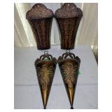 Set of (4) Metal Wall Planters/Decor