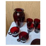 Elegant Set of 16 Vintage Royal Ruby Red Anchor Hocking Glassware Pieces