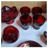 Elegant Set of 16 Vintage Royal Ruby Red Anchor Hocking Glassware Pieces