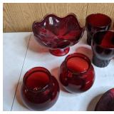 Elegant Set of 16 Vintage Royal Ruby Red Anchor Hocking Glassware Pieces