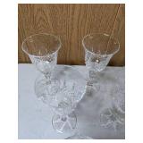 Lot of 7 Etched Glass Wine Flutes
