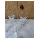 Lot of 7 Etched Glass Wine Flutes