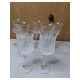 Lot of 7 Etched Glass Wine Flutes