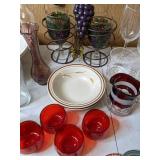 Lot of Glassware, Cake Stand, Vases and Coasters