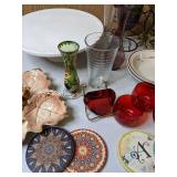 Lot of Glassware, Cake Stand, Vases and Coasters