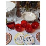 Lot of Glassware, Cake Stand, Vases and Coasters