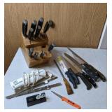 Assorted Knife Lot - Electric, Filet, Chef, Honing Rod, Sharpener, and more