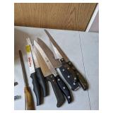 Assorted Knife Lot - Electric, Filet, Chef, Honing Rod, Sharpener, and more