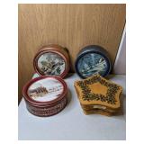 Set of (3) Winter Scene Tins, Longaberger Christmas Star Basket