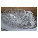 Set of 3 Glass Pieces: Serving Dish, Dividing Serving Dish and Lighted Decorative Tree