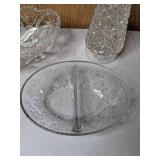 Set of 3 Glass Pieces: Serving Dish, Dividing Serving Dish and Lighted Decorative Tree