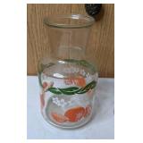 Vintage Glass Orange Jug and Matching Glasses