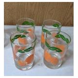 Vintage Glass Orange Jug and Matching Glasses