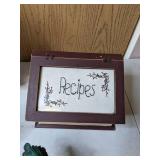 Decorative Lot - "Faith" Plate, Wooden Recipe Box, "Serenity" Plaque, Rooster Figurine