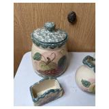 Lot of 9 Pieces of Ceramic Pottery - Cookie Jar, Pitchers, Spoon Rest, and more!