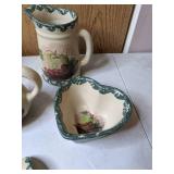 Lot of 9 Pieces of Ceramic Pottery - Cookie Jar, Pitchers, Spoon Rest, and more!