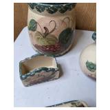 Lot of 9 Pieces of Ceramic Pottery - Cookie Jar, Pitchers, Spoon Rest, and more!