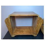Collection of 2 Vintage Wood Furniture Pieces: Side Table with Magazine Racks & Basket