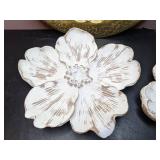 Collection fo 5 Home/Wall Decor Items: Gold Wall Hanging, Wreath & Flower Accents