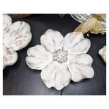 Collection fo 5 Home/Wall Decor Items: Gold Wall Hanging, Wreath & Flower Accents