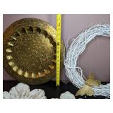 Collection fo 5 Home/Wall Decor Items: Gold Wall Hanging, Wreath & Flower Accents