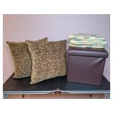 Lot of 7 Pillows, Seat Cushions ands Storage Bench Seat